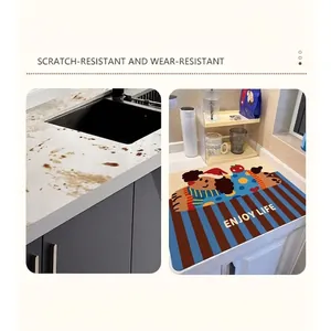 Cute cartoon character kitchen absorbent mat for countertop protection and anti-slip use