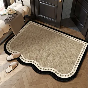 Zerbino da Ingresso Antiscivolo in Velluto a Riccio Lavabile Resistente allo Sporco Motivo Geometrico Bordo Ondulato Tappeto