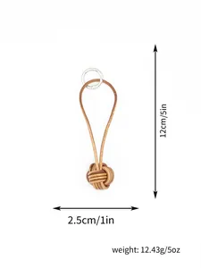 Detailed dimensions and weight of handmade leather monkey fist knot keychain pendant