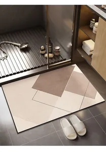 Modern geometric diatom mud bathroom mat shown in a luxury shower setting