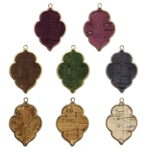 Set of retro tree bark texture DIY alloy pendants in eight vintage colors for jewelry
