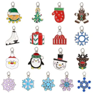 Variety pack of 17 Christmas themed enamel alloy charms for festive DIY jewelry making