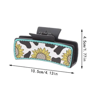 Große Haarspange mit Sonnenblumen- und Kuhmuster-Design im Western-Stil für Frauen