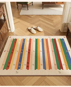 Indoor TPR loop pile doormat with colorful stripes and horse pattern for entryway