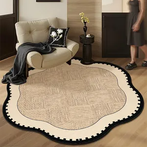 Franse Vintage Schulprand Rond Tapijt Retro Polyester Thermische Overdracht Waterdicht Antislip Tapijt Voor Woonkamer Slaapkamer