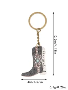 Dimensiones detalladas e información del peso del llavero de bota de vaquero estilo Western