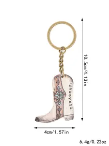 Llavero de bota de vaquero de estilo vintage con dimensiones y peso detallados
