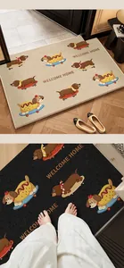 Paillasson à motif de teckel avec texte 'Welcome Home' dans une entrée