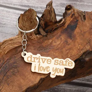 Portachiavi Creativo in Legno Ciondolo con Citazione di Lettere Incise al Laser Anello Portachiavi in Legno Naturale Regalo Per Mamma