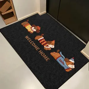 Paillasson en velours bouclé TPR à motif de teckel, tapis d'entrée antidérapant pour la maison