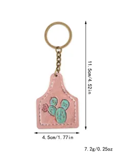 Cactus wood tag keychain with measurements 11.5cm length and 7.2g weight