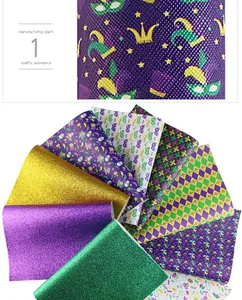 Set di fogli in finta pelle Mardi Gras con glitter e motivi a maschera per artigianato DIY
