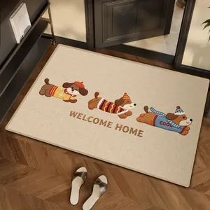 Paillasson teckel chaleureux avec texte 'Welcome Home' pour entrée