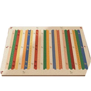 Colorful striped TPR loop pile doormat featuring rocking horse patterns and non-slip backing