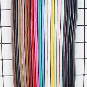 Variety of colorful round stitched PU leather cords for DIY craft and accessory making