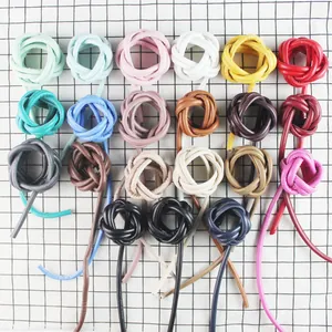 Assortment of colorful round PU leather cords for DIY bag weaving and accessories