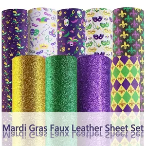 Fogli in Ecopelle a Tema Mardi Gras per Orecchini Fai-da-te Accessori per Capelli Motivo Maschera di Carnevale Glitter Tessuto PU