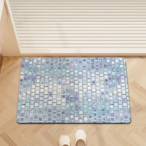 Colorful Mosaic Tile Bathroom Floor Mat Absorbent Diatom Ooze Non-Slip Quick Dry Bath Mat For Toilet Entrance Door Mat Home Decor