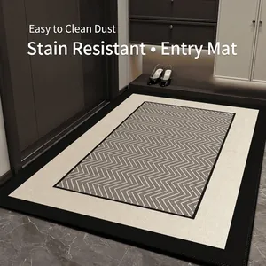Paillasson d'entrée de luxe haut de gamme avec motif chevron moderne et support TPR antidérapant