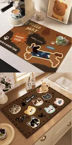 Tappetino assorbente in terra di diatomee con simpatici disegni di cani e gatti per cucina.