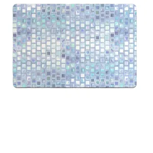 Iridescent blue and purple mosaic tile pattern diatom mud absorbent bathroom floor mat