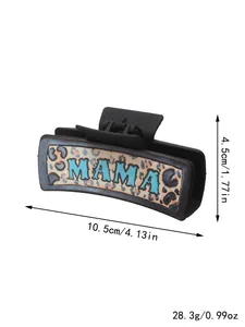 Detailopname van MAMA haarklem met luipaardprint, maat 10,5 cm en gewicht 28,3 g