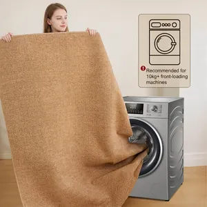 Alfombra grande tejida marrón estilo sisal, tapete de entrada lavable a máquina hogar