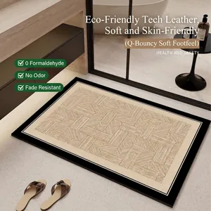 Alfombra de baño absorbente moderna con patrón tejido y borde negro