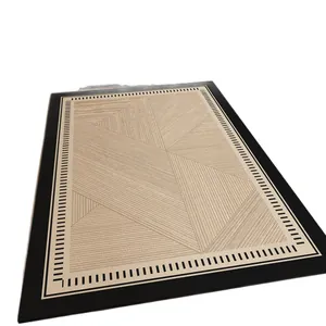 Alfombra de baño absorbente geométrica moderna con borde negro y base antideslizante