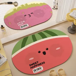 Schattige Vruchtenpatroon Absorberende Diatomeeënaarde Badmat Antislip Zachte Vloermat Voor Douche Toilet Wastafel Ingang