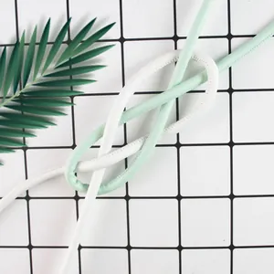 Durable white and mint green stitched round PU leather cords for DIY accessories and weaving