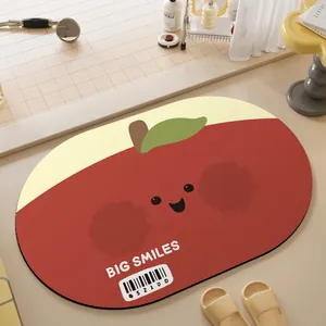 Schattige rode appel badmat van diatomeeënaarde met een antislip ontwerp voor de badkamer