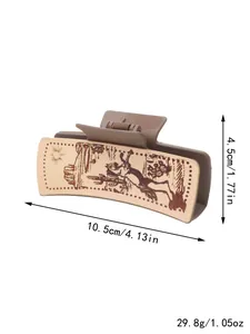 Détail des mesures de la pince à cheveux style western avec imprimé cactus pour femme