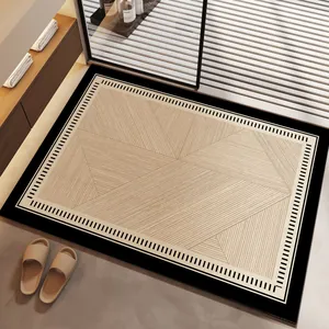 Moderne geometrische rutschfeste Diatomeenerde-Badematte in Beige und Schwarz