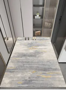 Tappeto antiscivolo moderno grigio e oro per ingresso in un ambiente domestico elegante