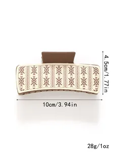 Detailed dimensions of the 10cm retro PU hair claw clip showing length, height, and weight