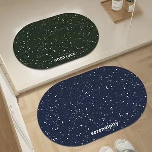 Tappetini da bagno ovali antiscivolo in terra di diatomee con elegante motivo a stelle