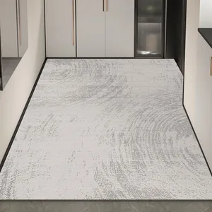 Tappeto d'ingresso antiscivolo moderno grigio e bianco con motivo a onde astratte