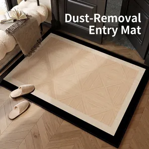 High-end thick non-slip doormat for entryway featuring a beige geometric pattern