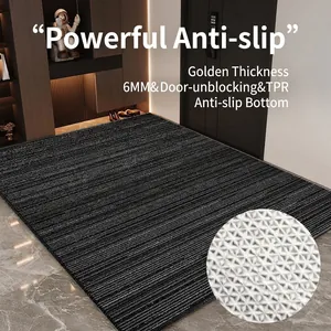 Durable dark gray striped entryway floor mat with non-slip TPR bottom for home.