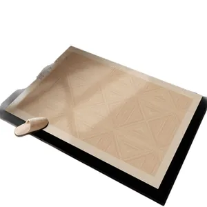 Modern beige loop pile entryway mat featuring a geometric diamond texture and thick border
