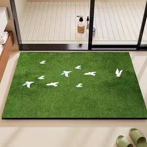 Cartoon Panda Duck Green Diatomaceous Earth Soft Bath Mat Absorbent Quick Dry Non-Slip Bathroom Entryway Kitchen Floor Mat