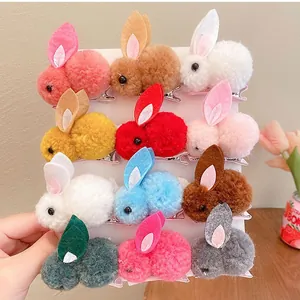 Dolce Fermaglio per Capelli a Coniglio 3D in Peluche per Bambini Copricapo per Ragazze a Forma di Animale per lo Styling Quotidiano Accessorio per Capelli