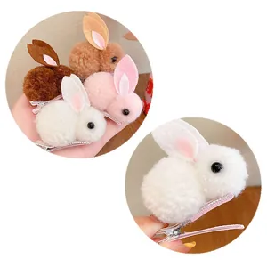 Bellissimo set di mollette per capelli a coniglio in peluche 3D per bambine e bimbe