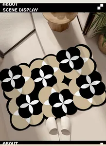 Rutschfeste Badematte mit abstraktem Blumenmuster, schnelltrocknend und dekorativ