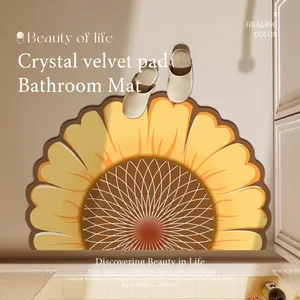 Cream-Stil Sonnenblume Form Badezimmer Bodenmatte Absorbierend Kieselgur Rutschfest Schnelltrocknend Toiletteneingang Fußmatte