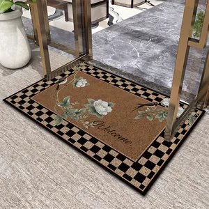 Vintage Mid-Century PVC Coil Door Mat Non-Slip Dirt Trapping Entrance Rug For Home Hallway Cuttable Welcome Indoor Floor Mat