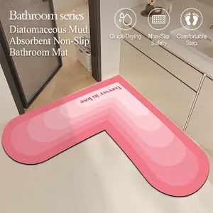 Heart Shaped L-Shaped Bathroom Mat Absorbent PVC Non-Slip Floor Mat For Washstand Entryway Door Rug Wedding Decor