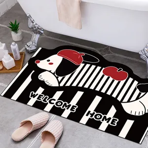 Tappetino da bagno antiscivolo assorbente con bassotto e scritta Welcome Home
