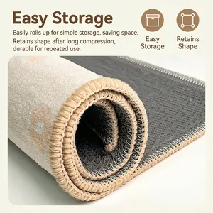 Foldable non-slip Belgian velvet bay window mat in cream style for home decor